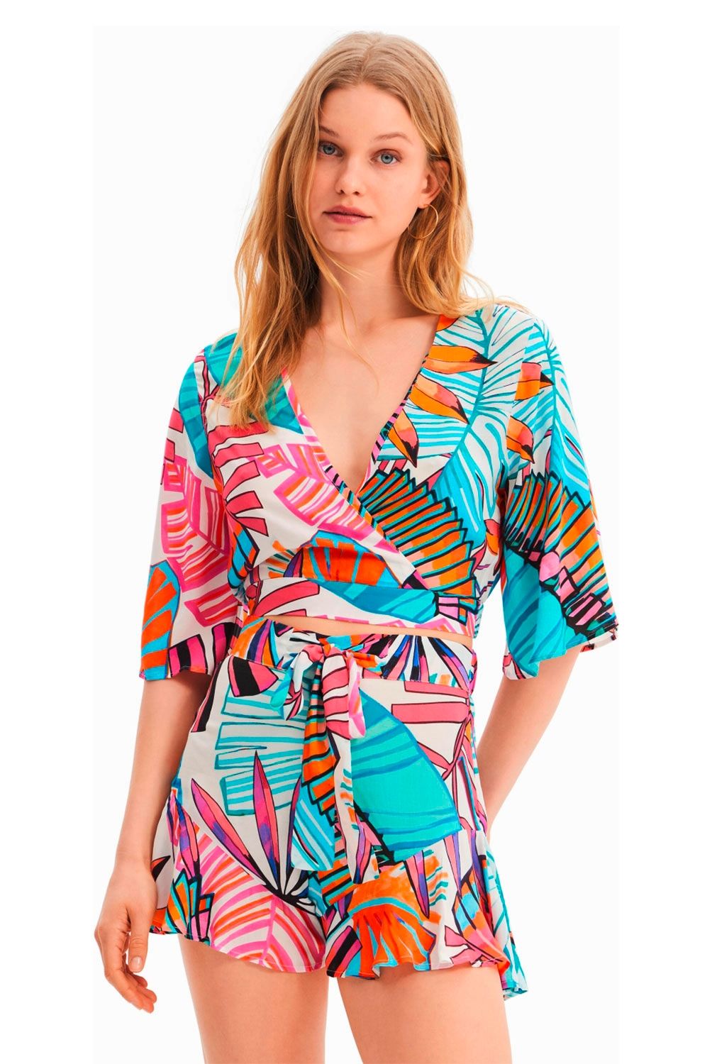 DESIGUAL - Blusa Manga 3/4 Estampada Mujer Desigual