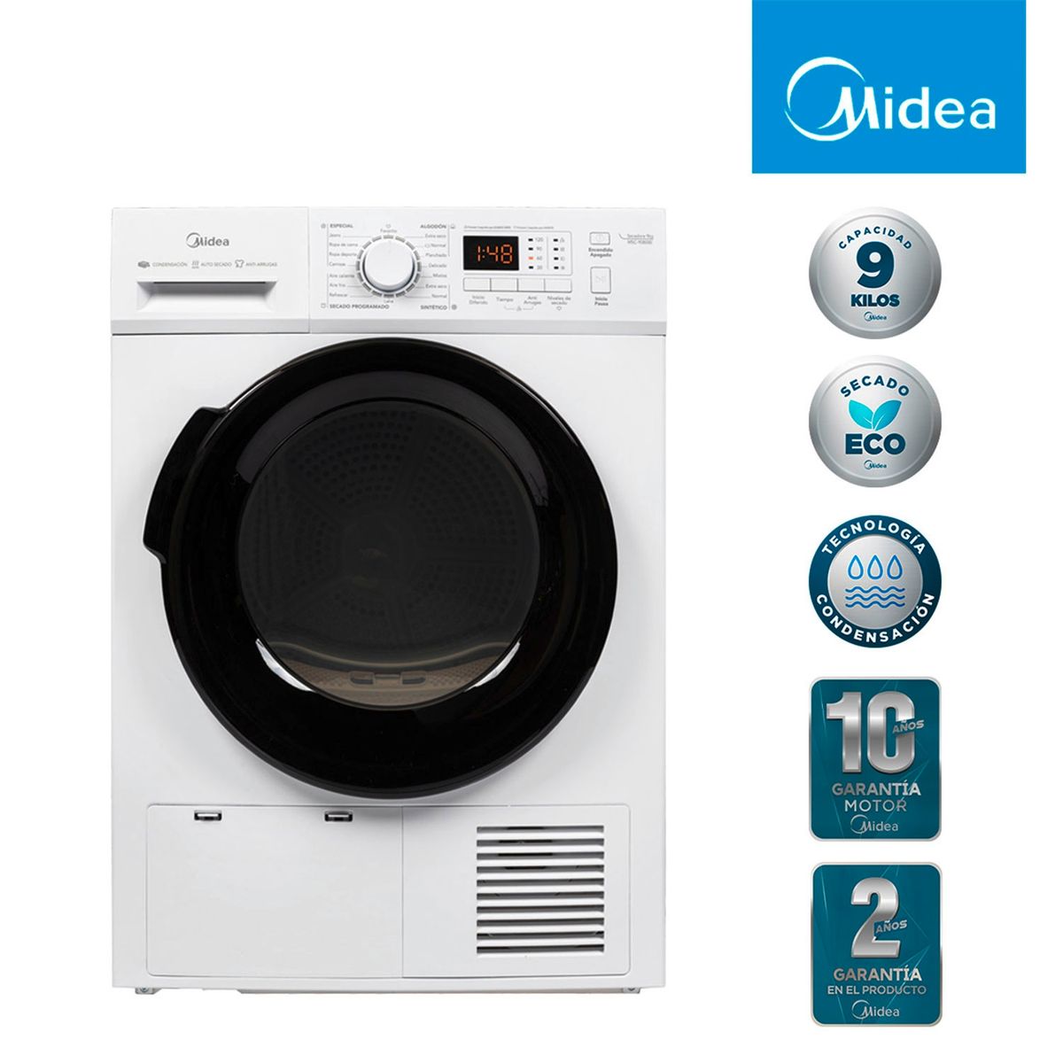 MIDEA - Secadora Eléctrica 9 Kg Condensación MSC-90B08E Midea