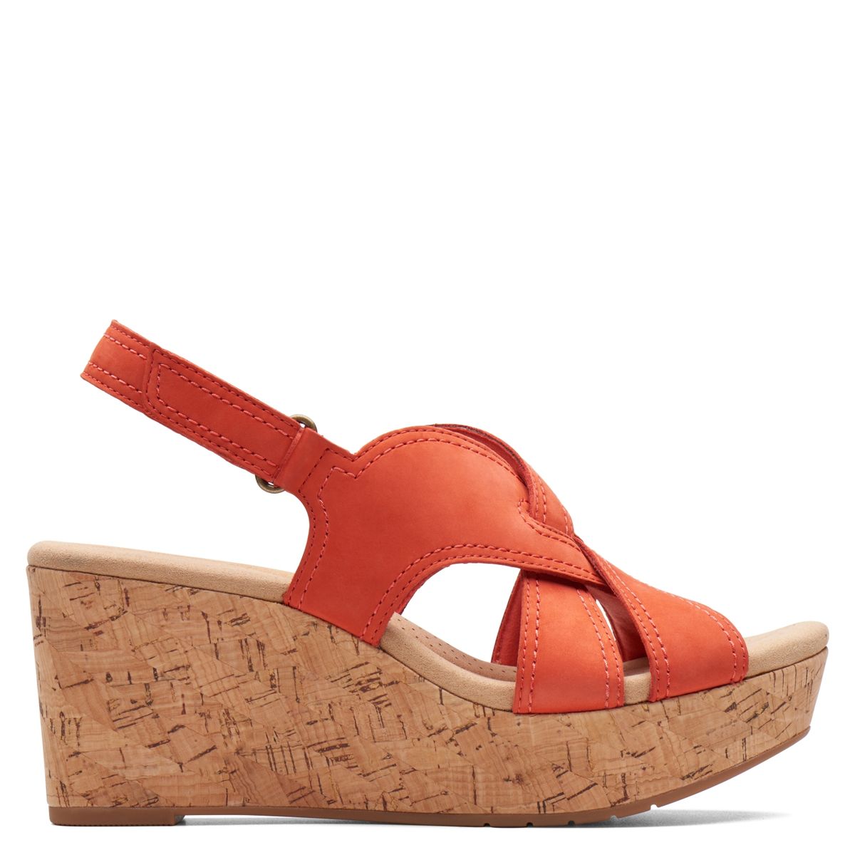 CLARKS - Sandalia Mujer Cuero Naranjo Clarks