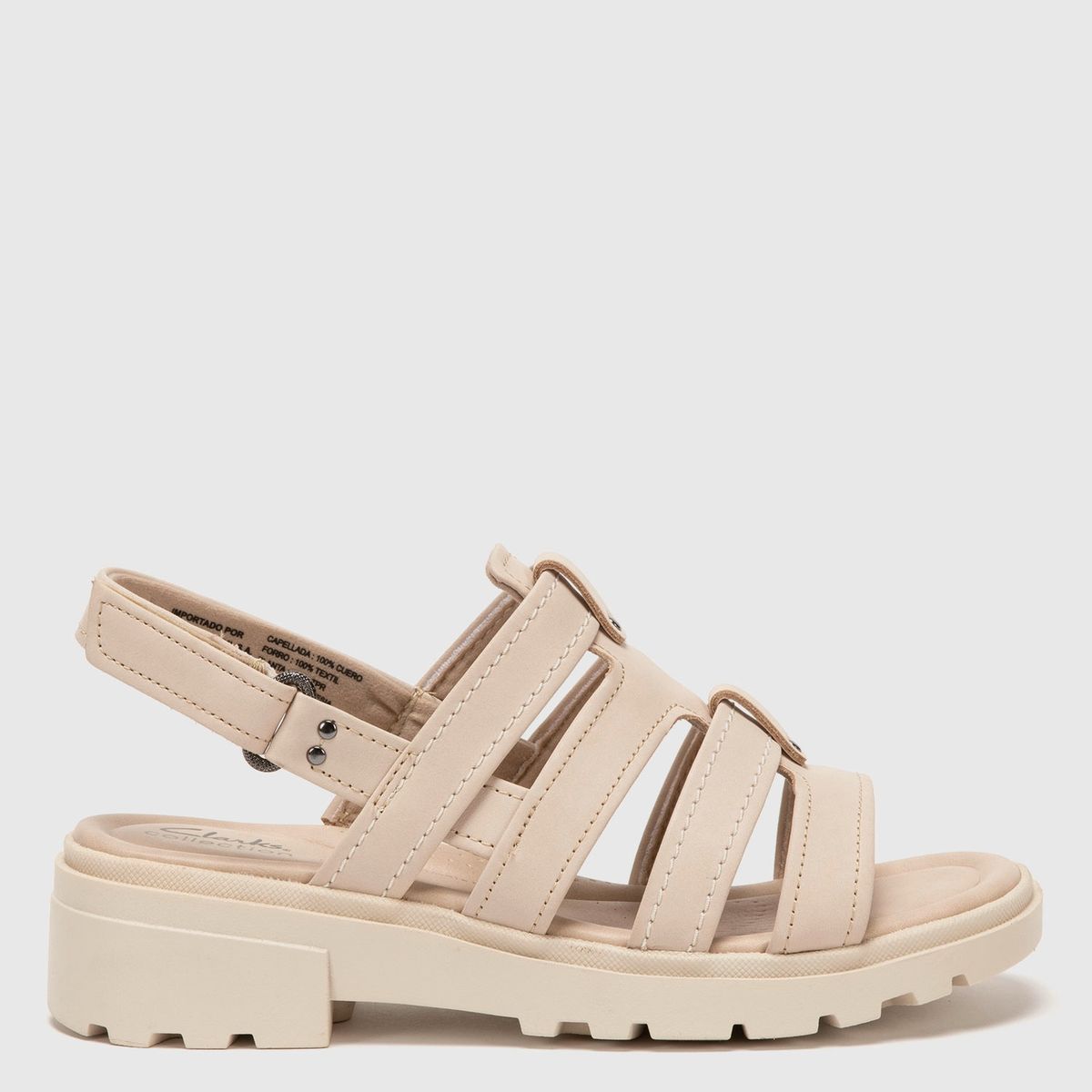 CLARKS - Sandalia Mujer Cuero Beige Clarks