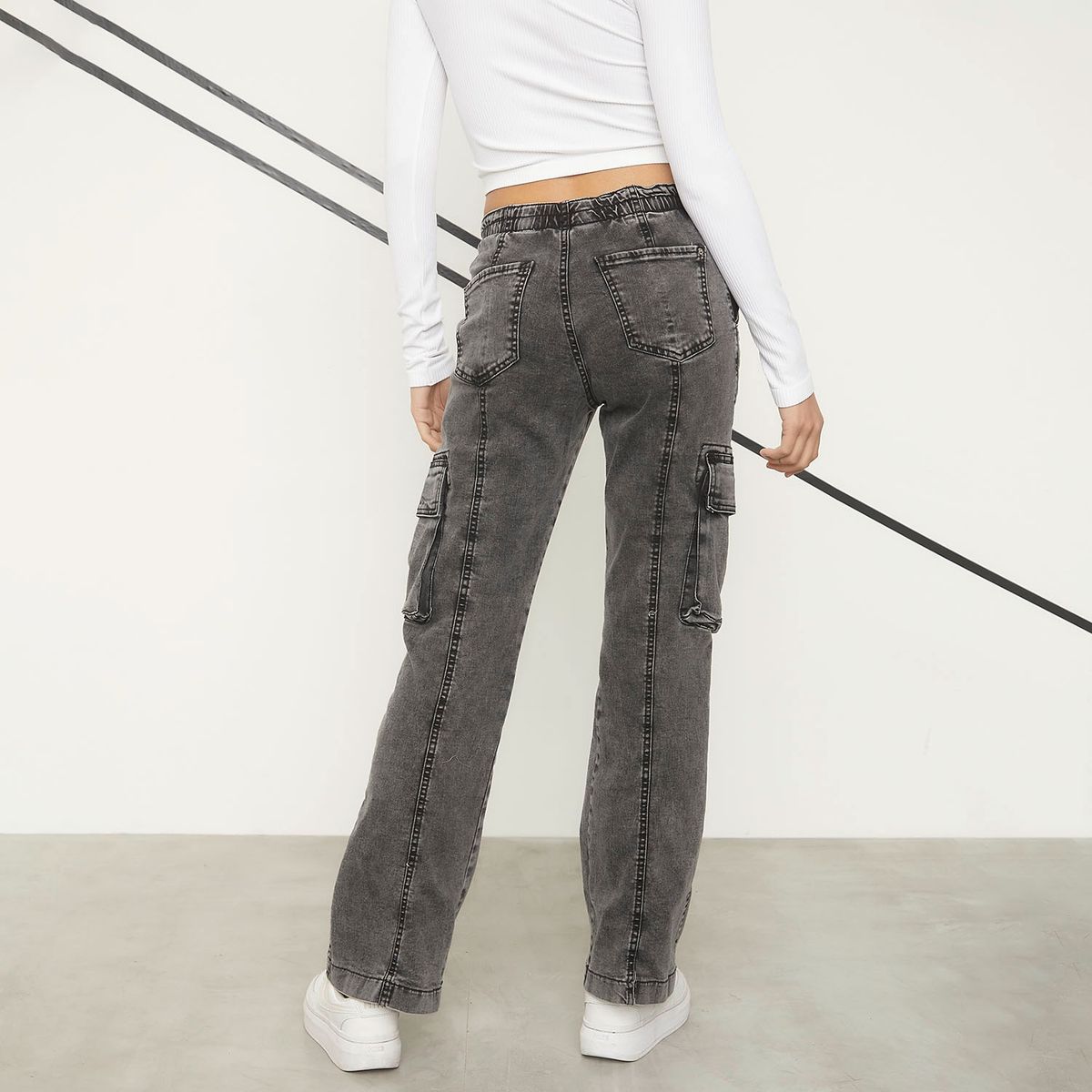 AMERICANINO - Jeans Cargo Tiro Medio Mujer Americanino