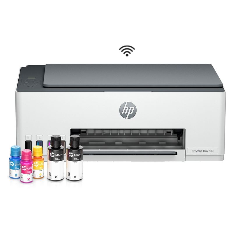 HP - Impresora Multifuncional HP Smart Tank 580 Wi-Fi Tanque de Tinta Alto Rendimiento Incluye Set de Botellas