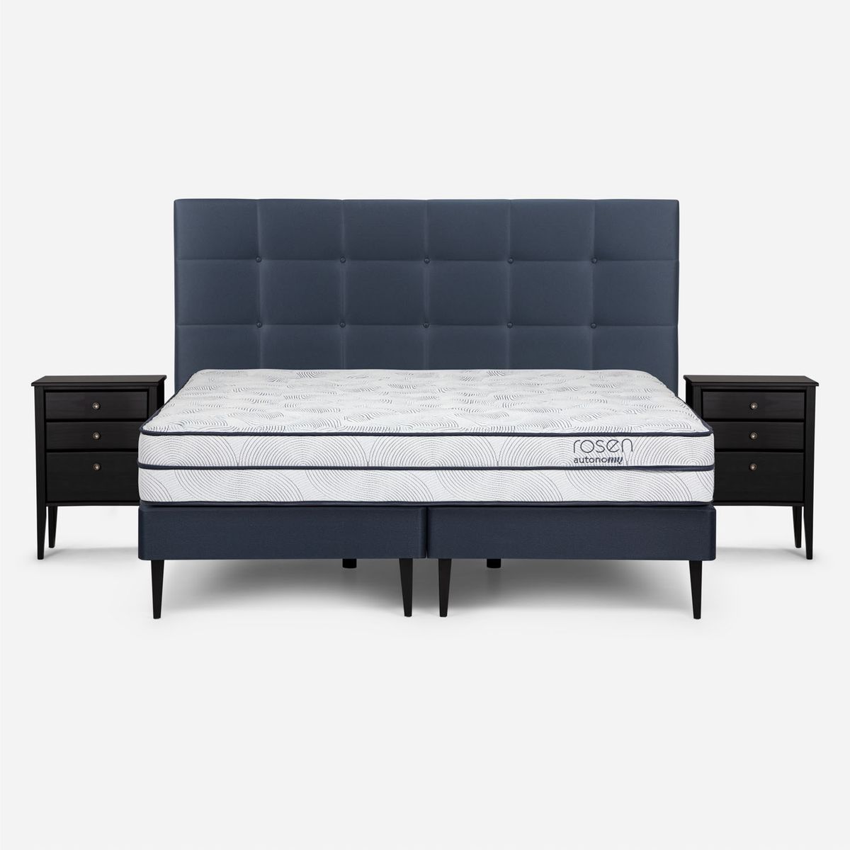 ROSEN - Cama Europea Autonomy King Base Dividida + Respaldo + Veladores Rosen