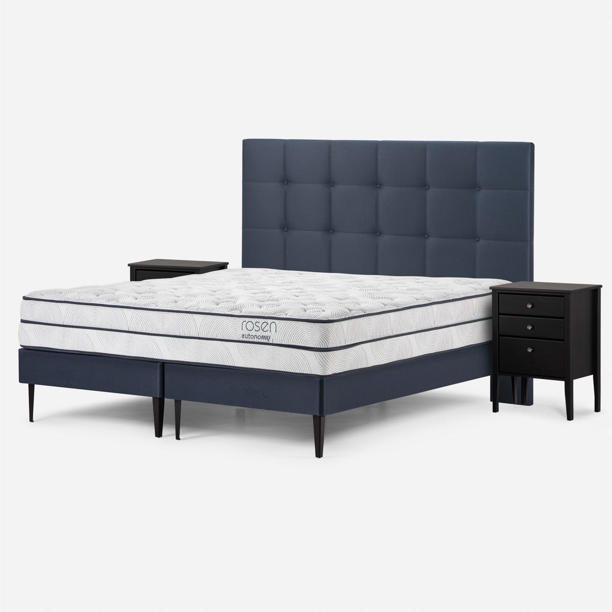 ROSEN - Cama Europea Autonomy King Base Dividida + Respaldo + Veladores Rosen