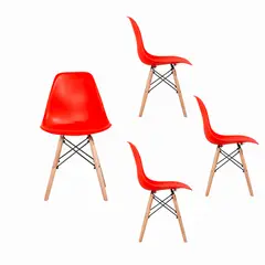 SPAZZIO - Kit 4 Sillas Badem Rojo