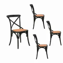 SPAZZIO - Kit 4 Sillas Retro Negro