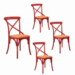 SPAZZIO - Kit 4 Sillas Retro Rojo