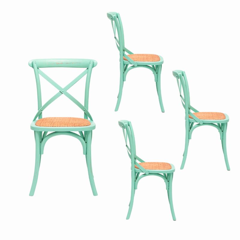 SPAZZIO - Kit 4 Sillas Retro Verde Agua Spazzio
