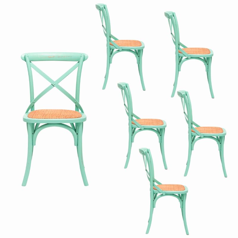 SPAZZIO - Kit 6 Sillas Retro Verde Agua Spazzio