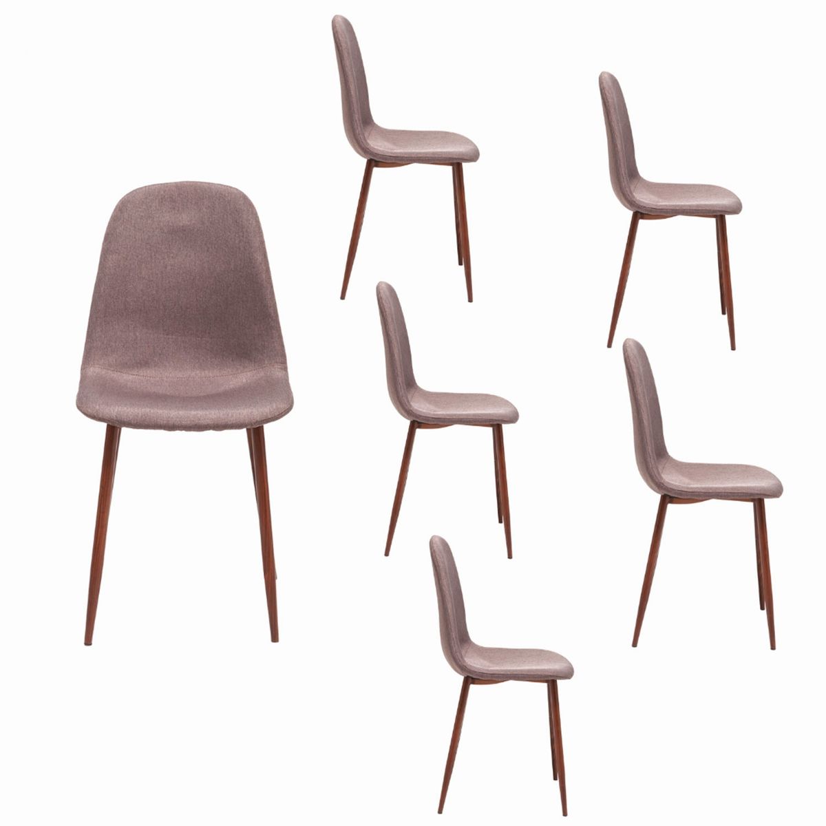 SPAZZIO - Kit 6 Sillas Cross Nogal Canela Spazzio