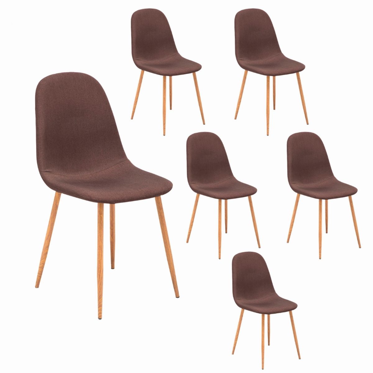 SPAZZIO - Kit 6 Sillas Cross Natural Café Spazzio