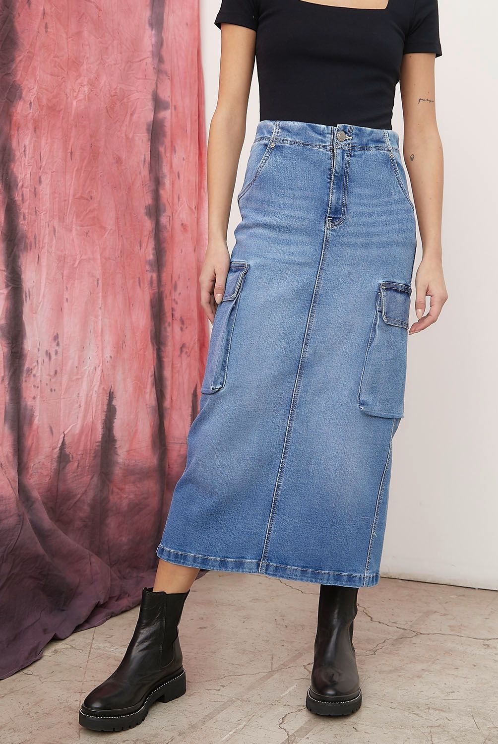 AMERICANINO - Americanino Falda Jeans Midi Mujer