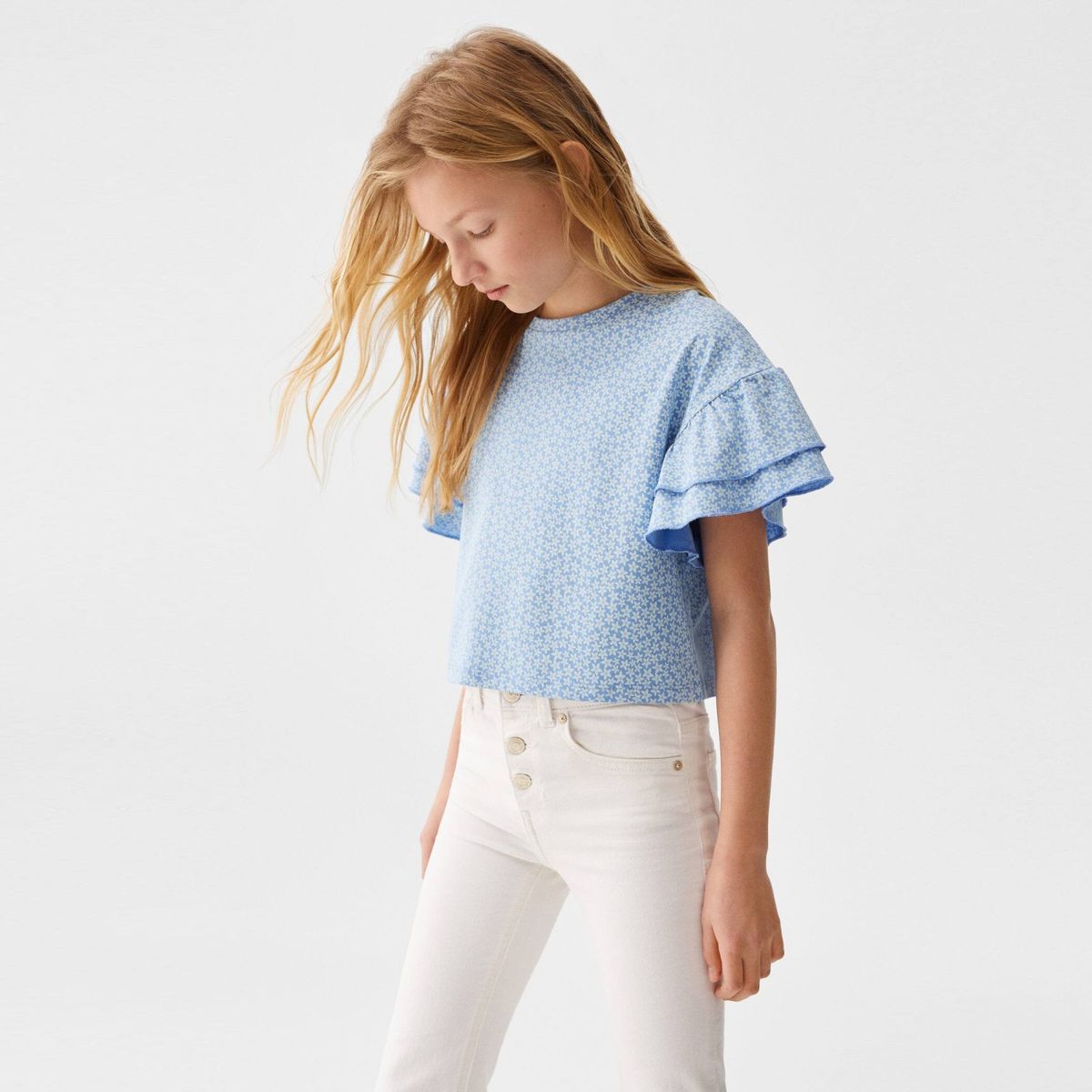 MANGO KIDS - Polera Volantes Love Niña Mango Kids