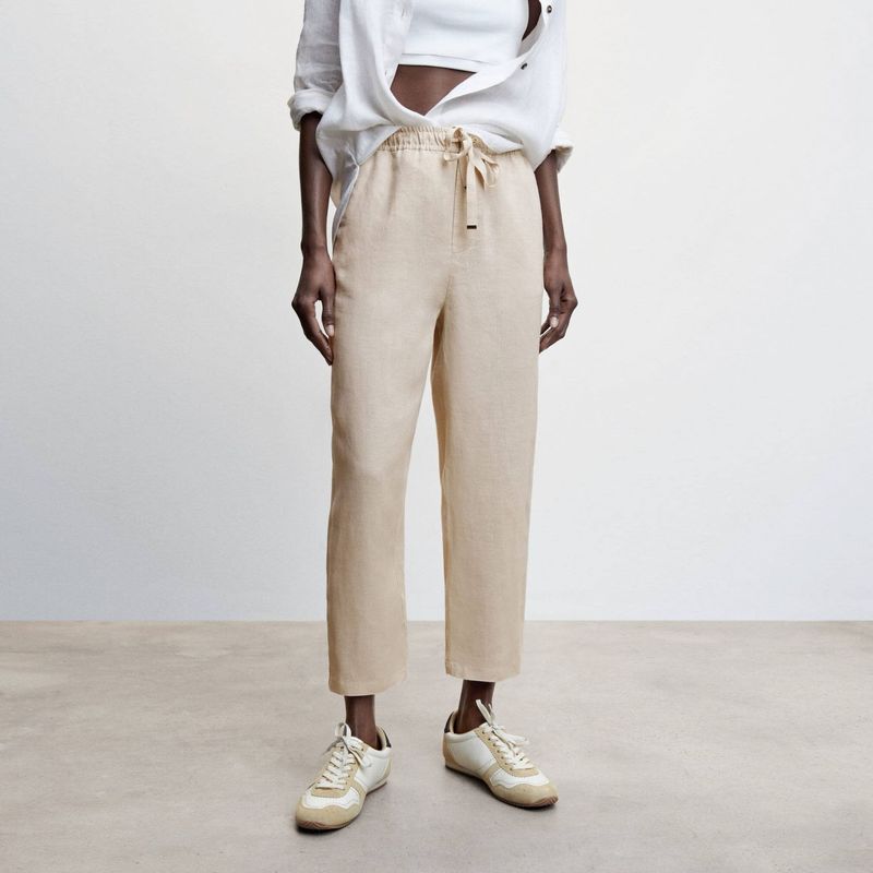 MANGO - Pantalón 100% Lino Mujer Mango