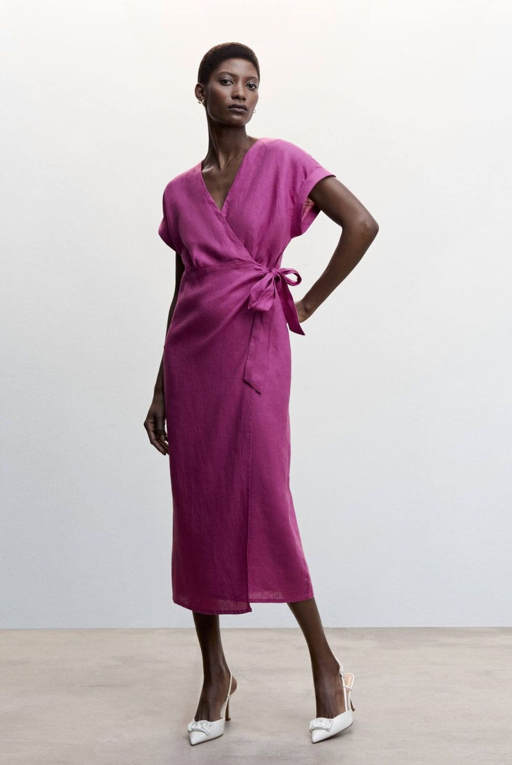 MANGO - Vestido Lino Lazo Mujer   Mango