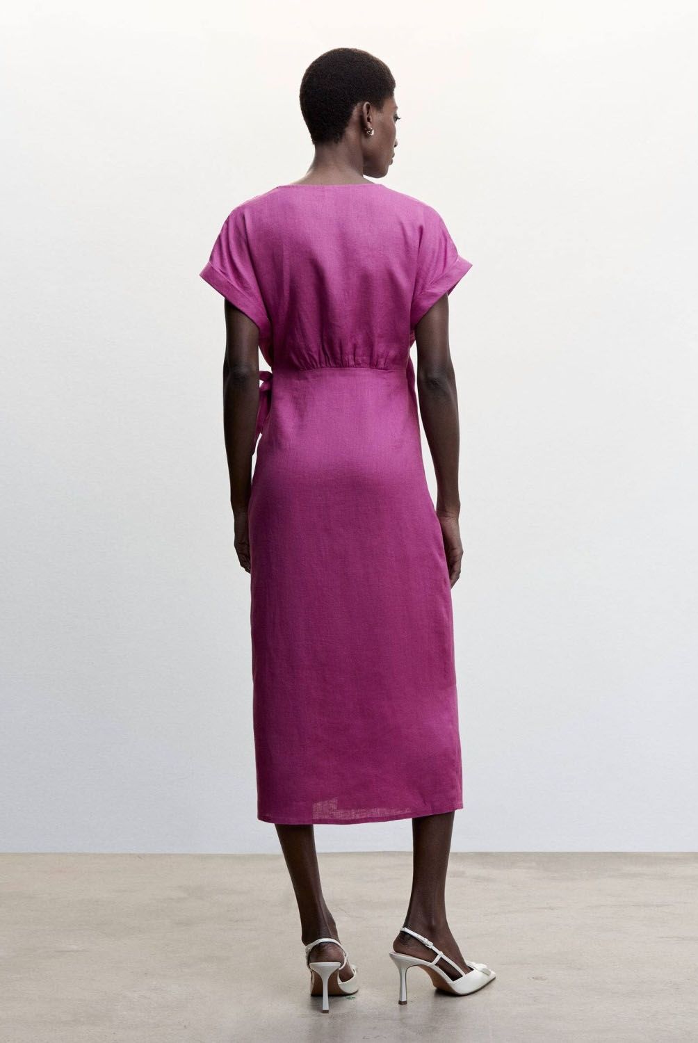 MANGO - Vestido Lino Lazo Mujer   Mango