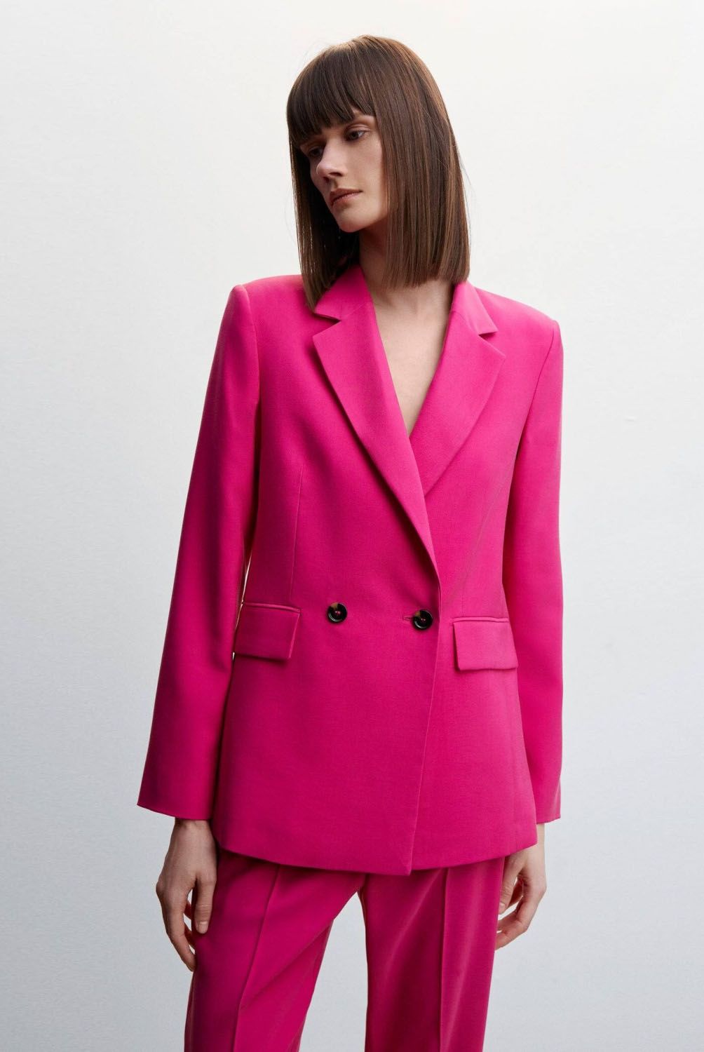 MANGO - Blazer Traje Doble Botonadura Mujer Mango