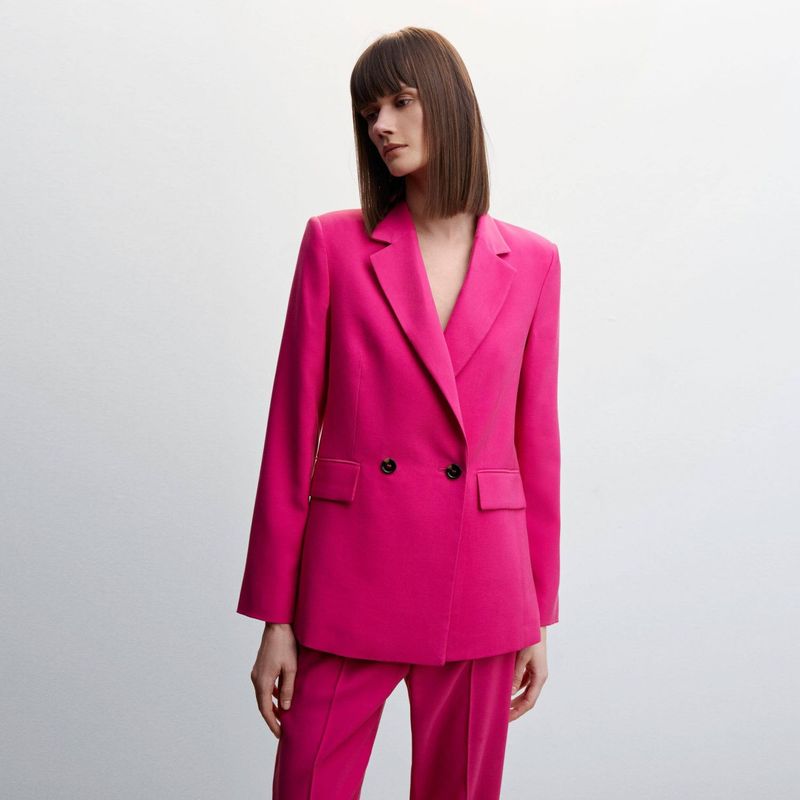 MANGO Blazer Traje Doble Botonadura Mujer Mango