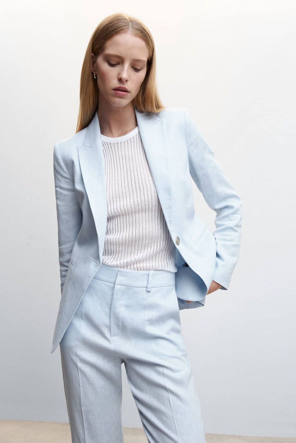 MANGO - Blazer Traje 100% Lino Mujer Mango