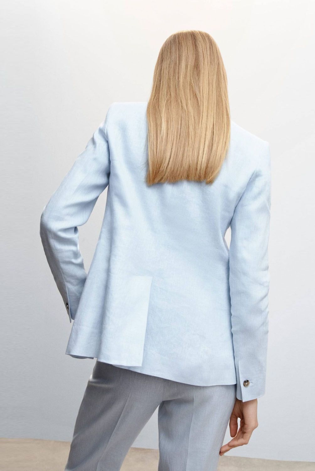 MANGO - Blazer Traje 100% Lino Mujer Mango