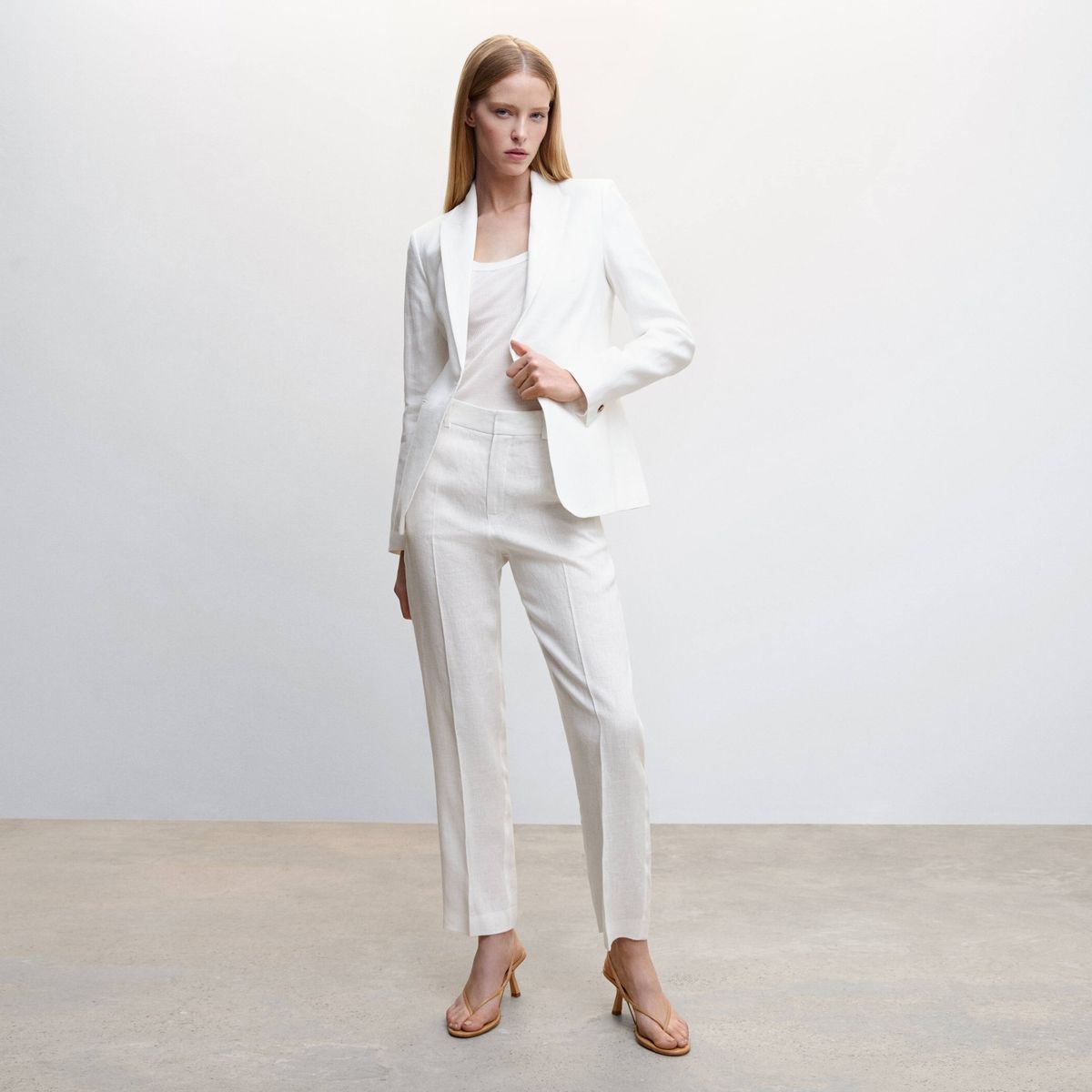 MANGO - Blazer Traje 100% Lino Mujer Mango