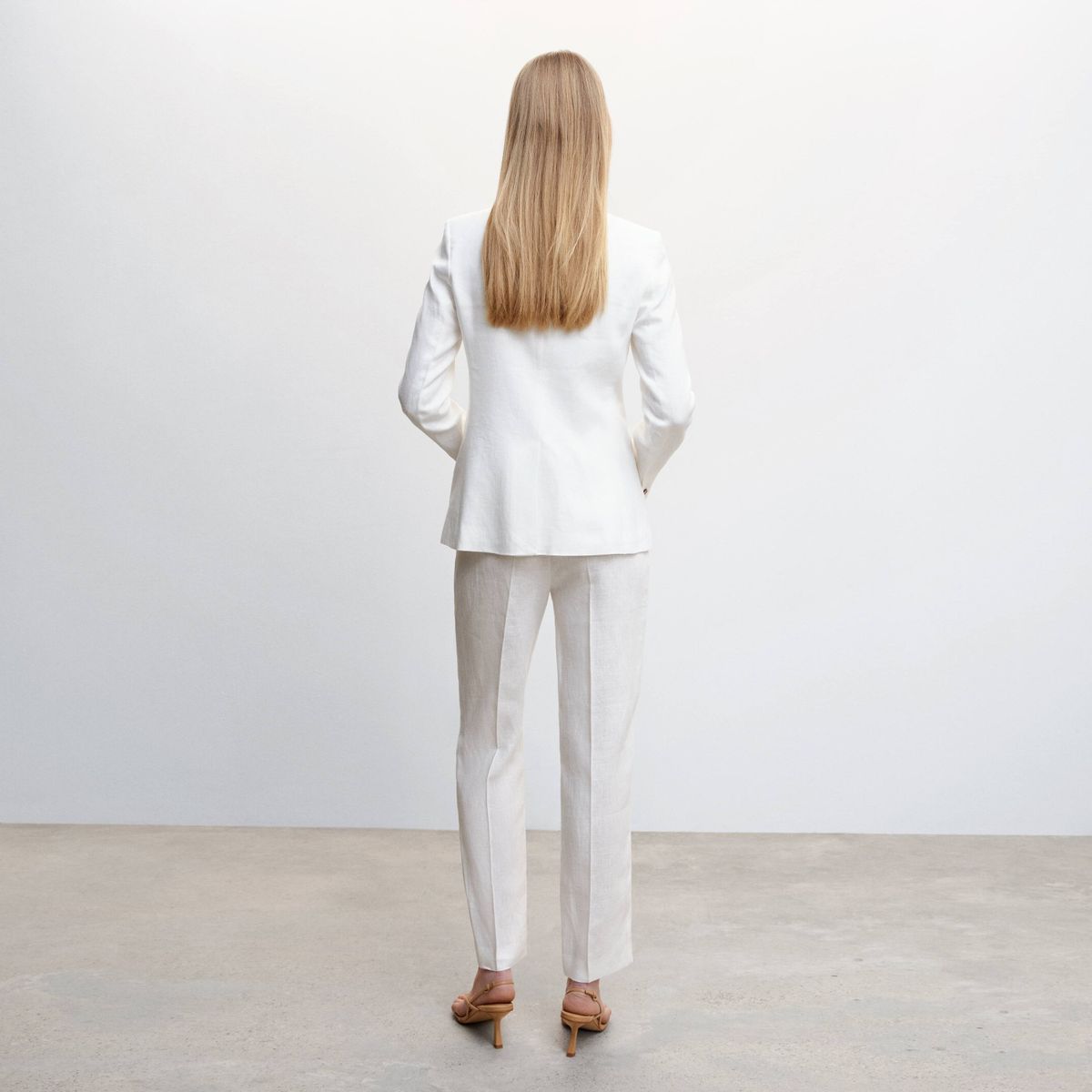 MANGO - Blazer Traje 100% Lino Mujer Mango