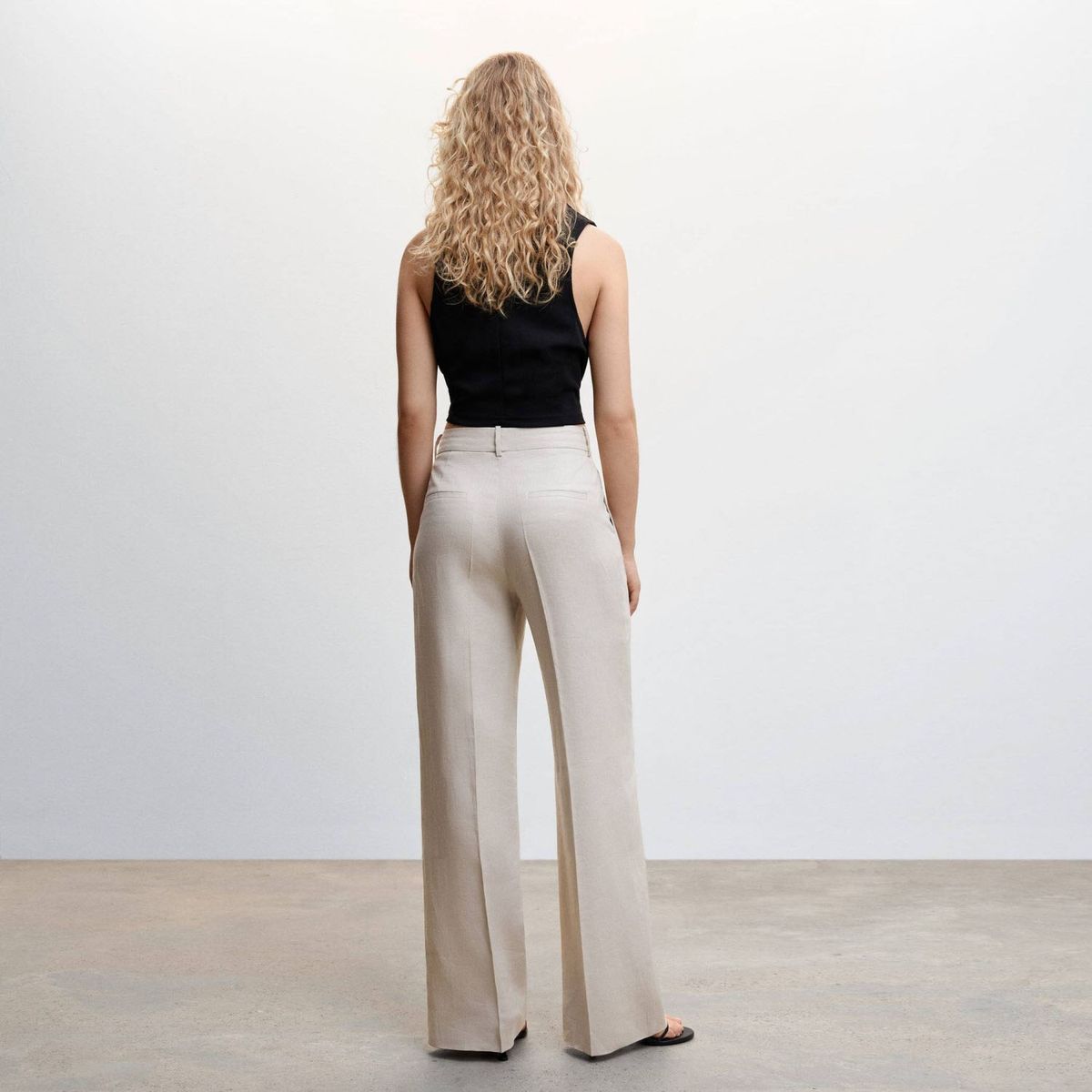 MANGO - Pantalón Recto Lino Mujer Mango