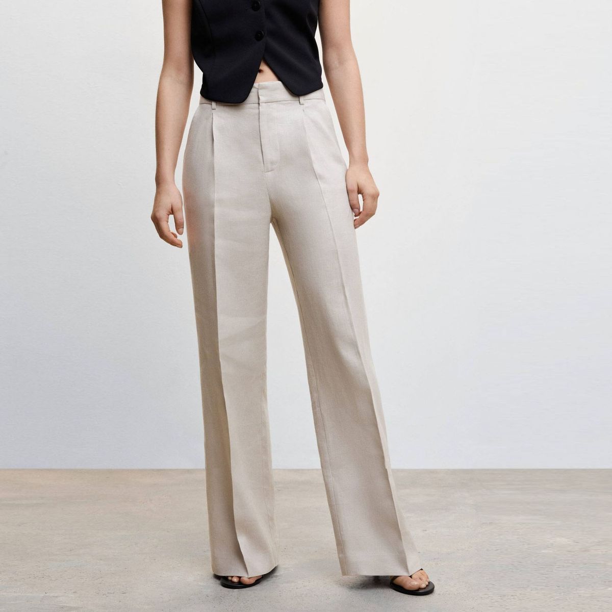 MANGO - Pantalón Recto Lino Mujer Mango