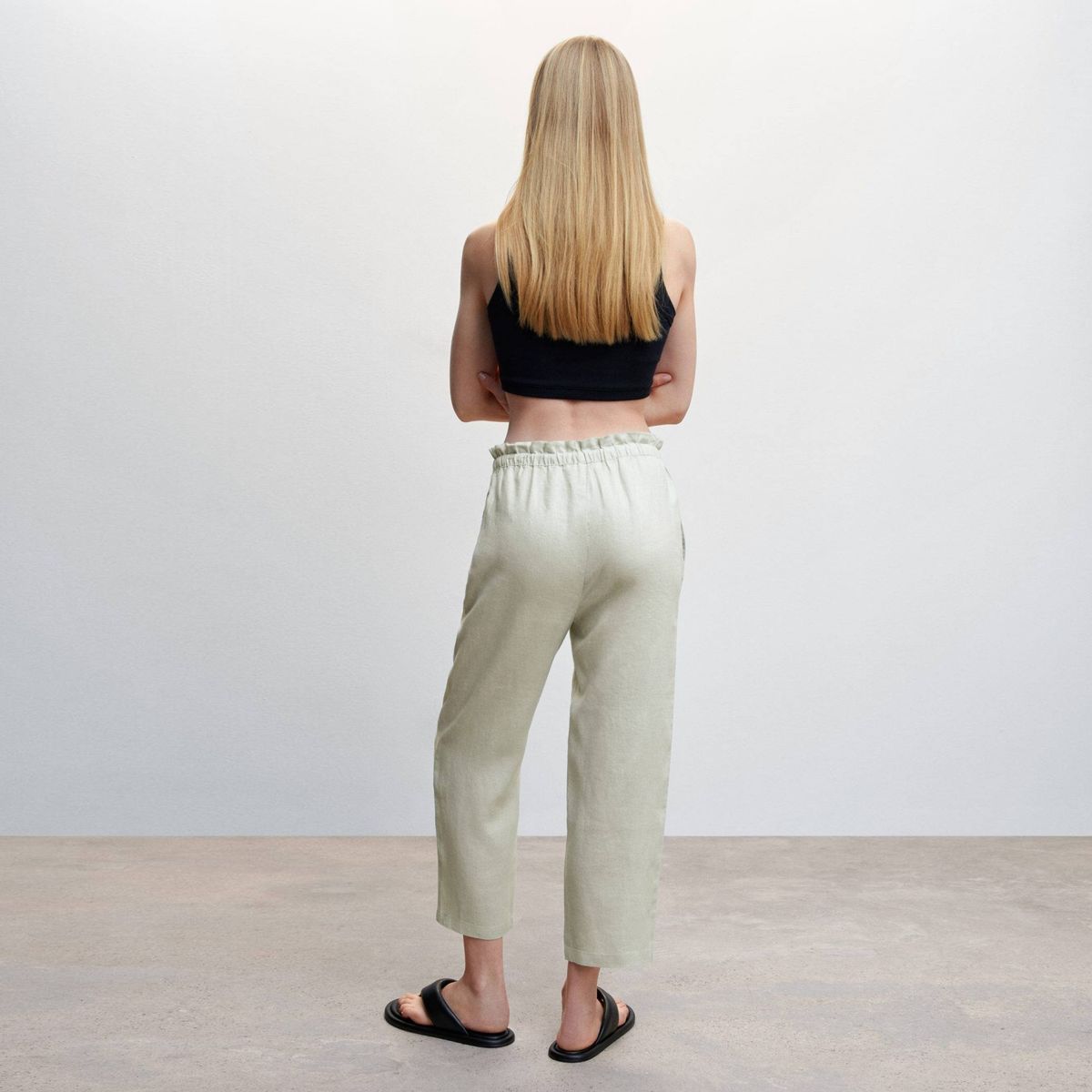 MANGO - Pantalón Jogger Lino Mujer Mango