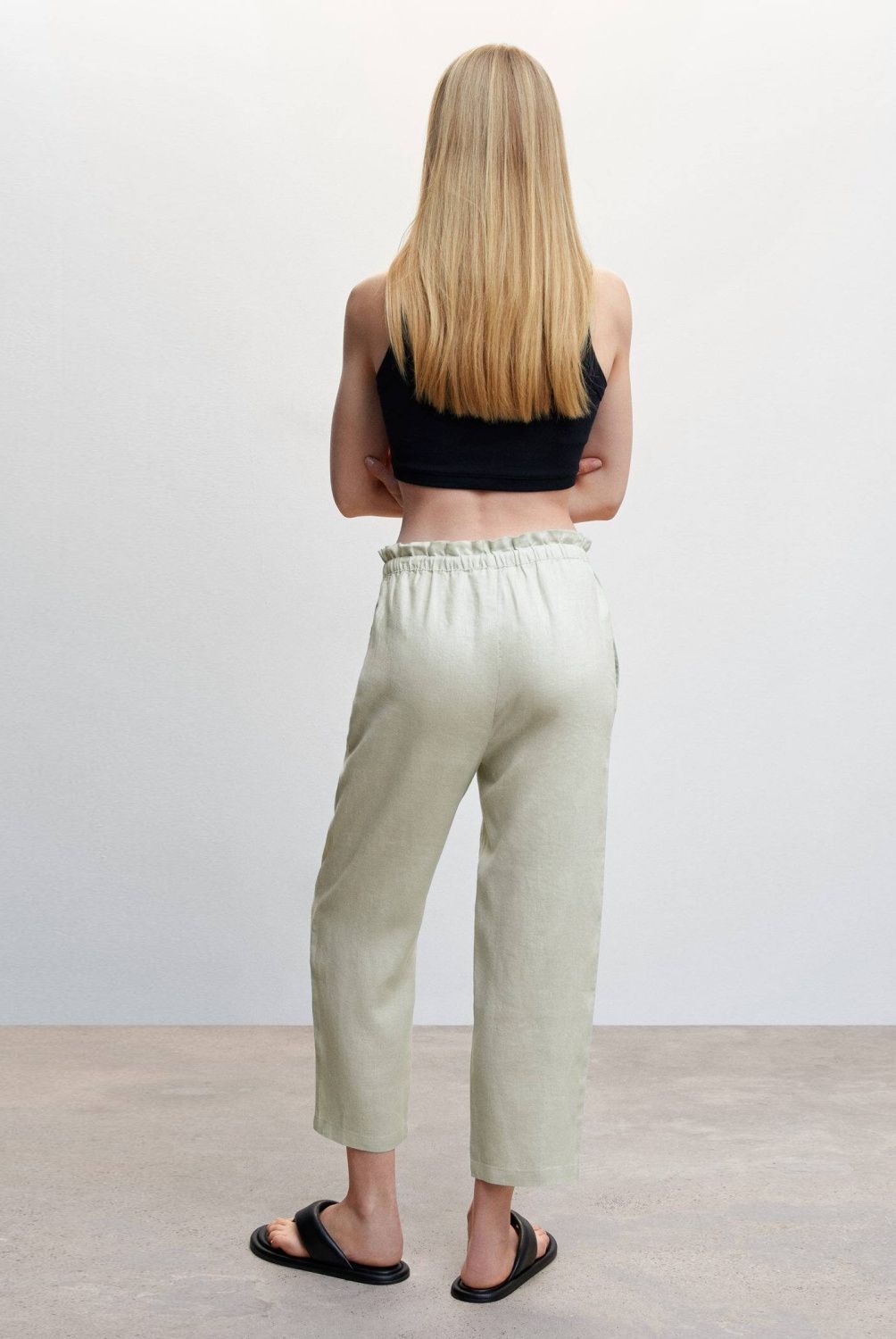 MANGO - Pantalón Jogger Lino Mujer Mango