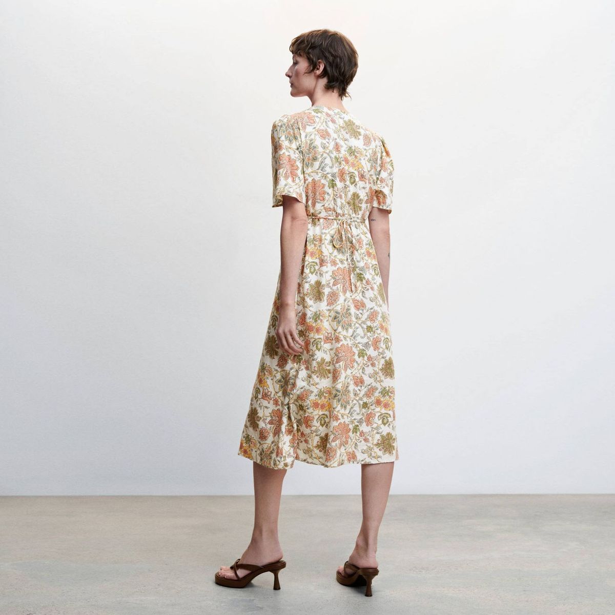 MANGO - Vestido Floral Botones Mujer Mango