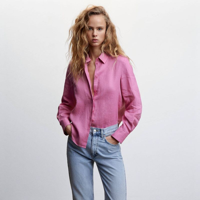 MANGO - Camisa 100% Lino Mujer Mango