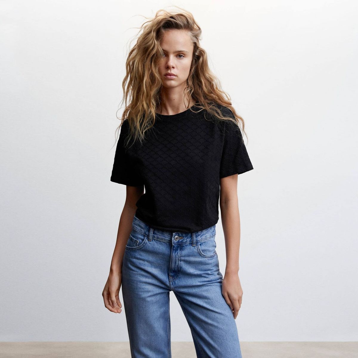 MANGO - Polera Calada Algodón Mujer Mango