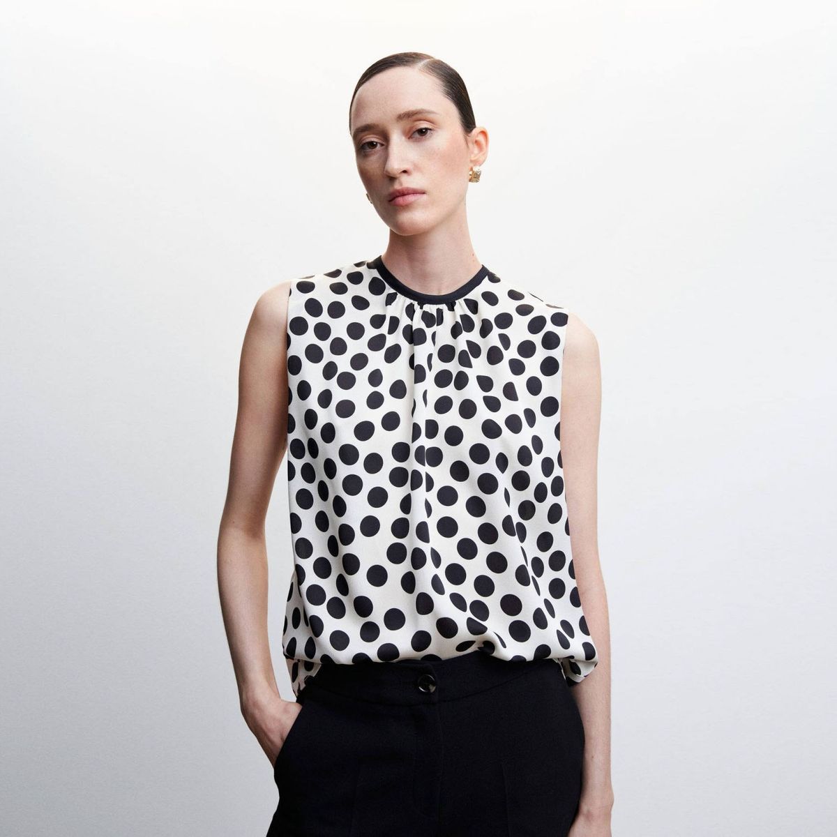 MANGO - Mango Blusa Estampado Lunares Mujer