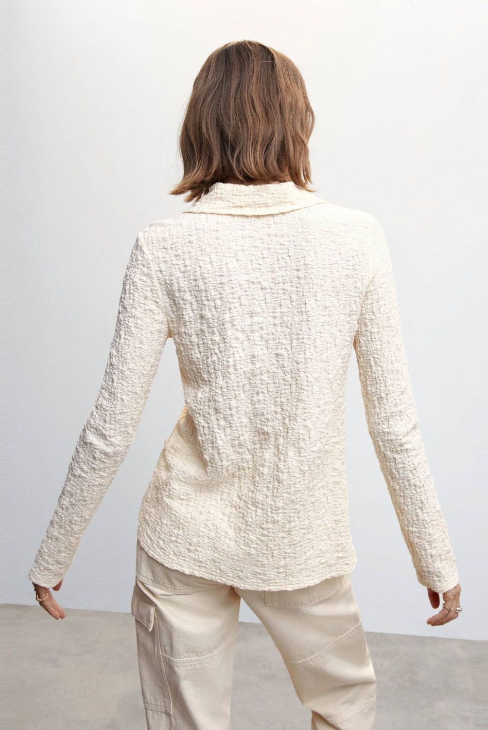 MANGO - Camisa Textura Botones Mujer Mango