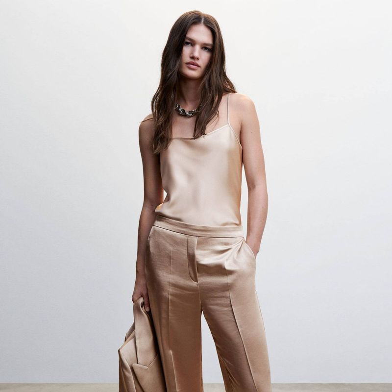 MANGO - Crop Top Lencero Satinado Mujer Mango