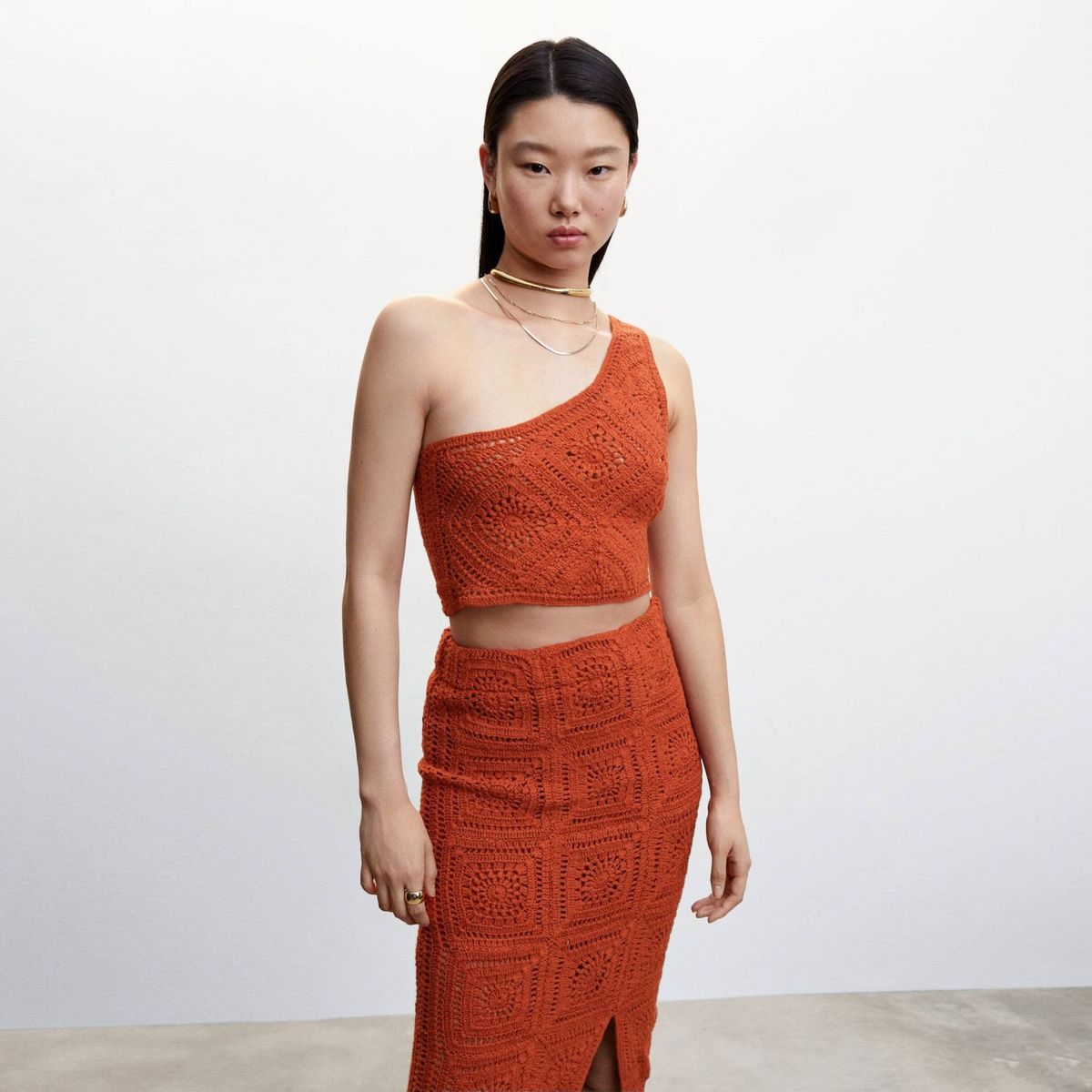 MANGO - Polera Crochet Asimétrico Mujer Mango