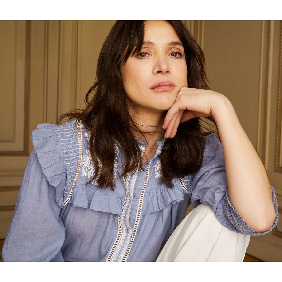 MANGO - Mango Camisa Bordada Volantes Mujer