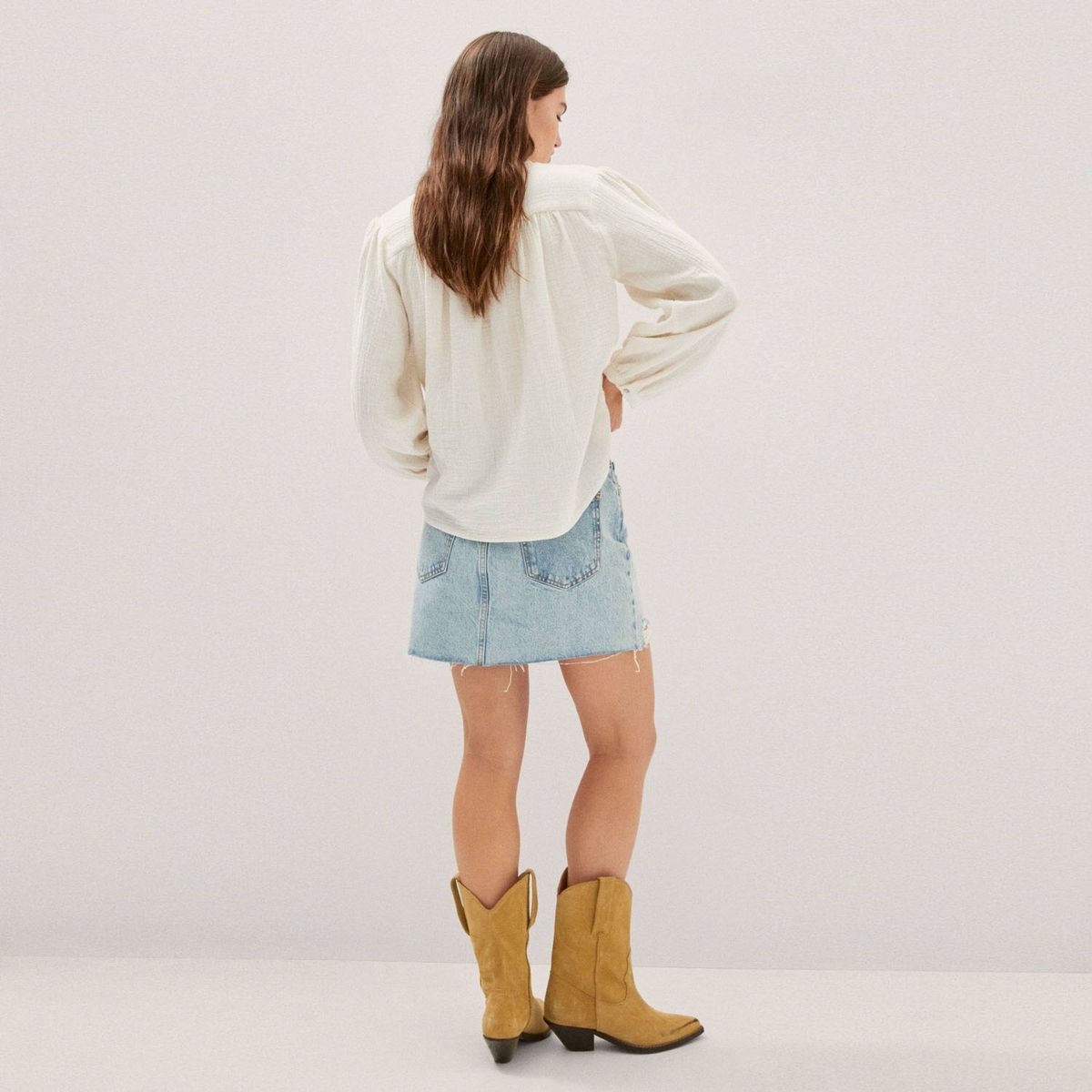 MANGO - Camisa Oversize Textura Mujer Mango