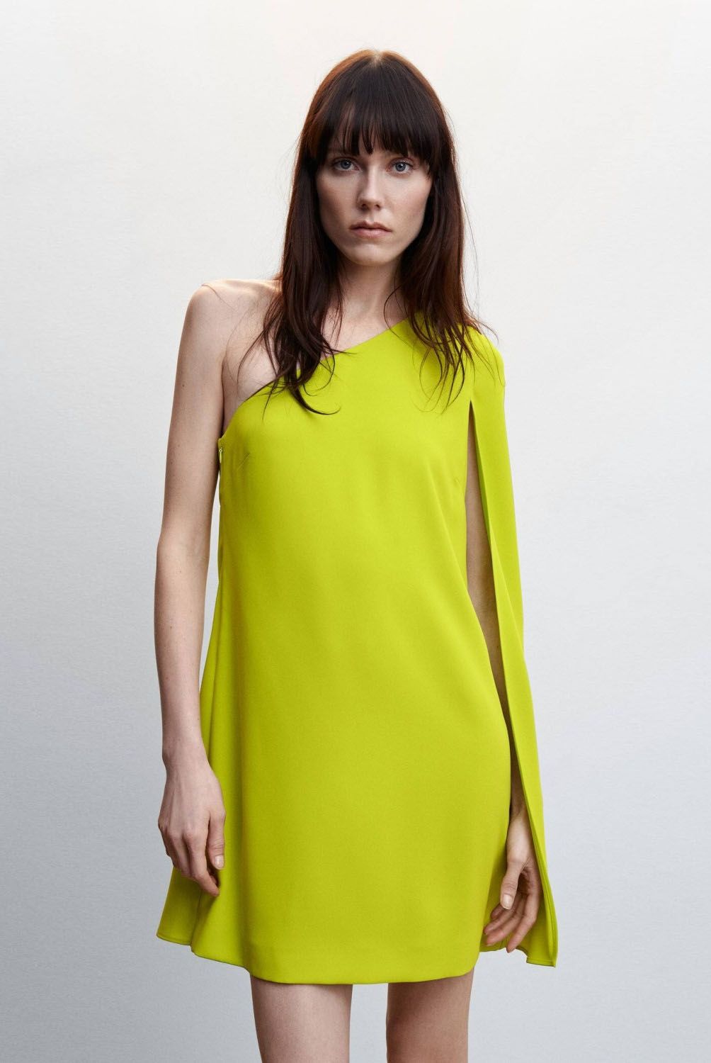 MANGO - Vestido De Fiesta Asimétrico Capa Mujer Mango