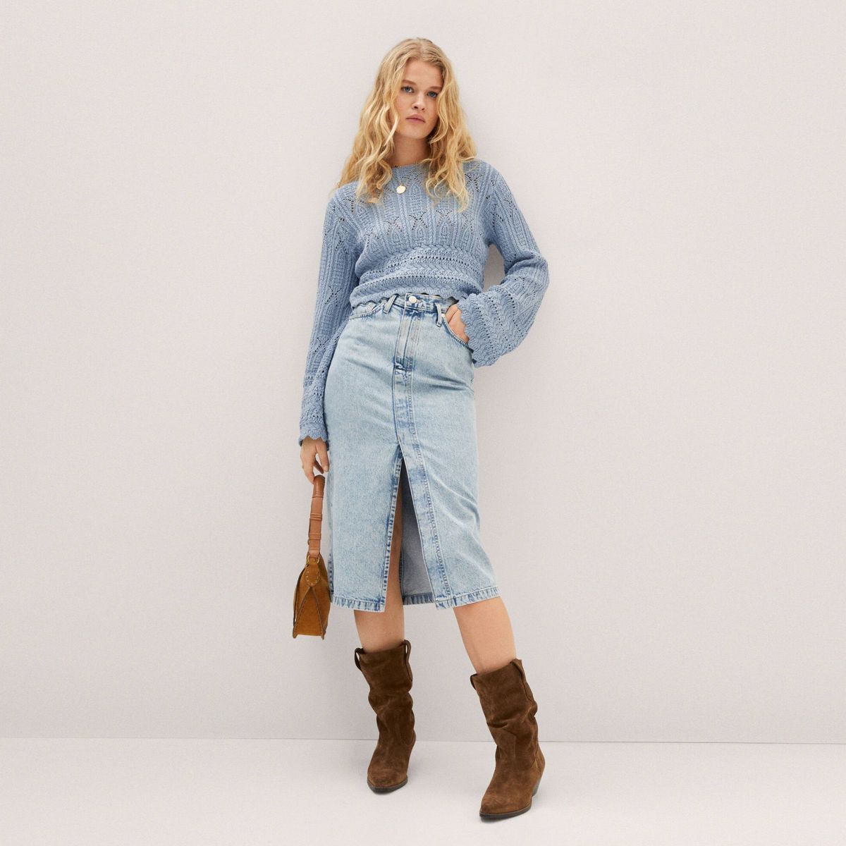 MANGO - Mango Sweater Calado Manga Acampanada Mujer