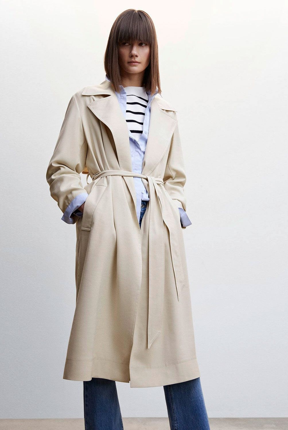 MANGO - Trench Fluido Solapas Mujer Mango