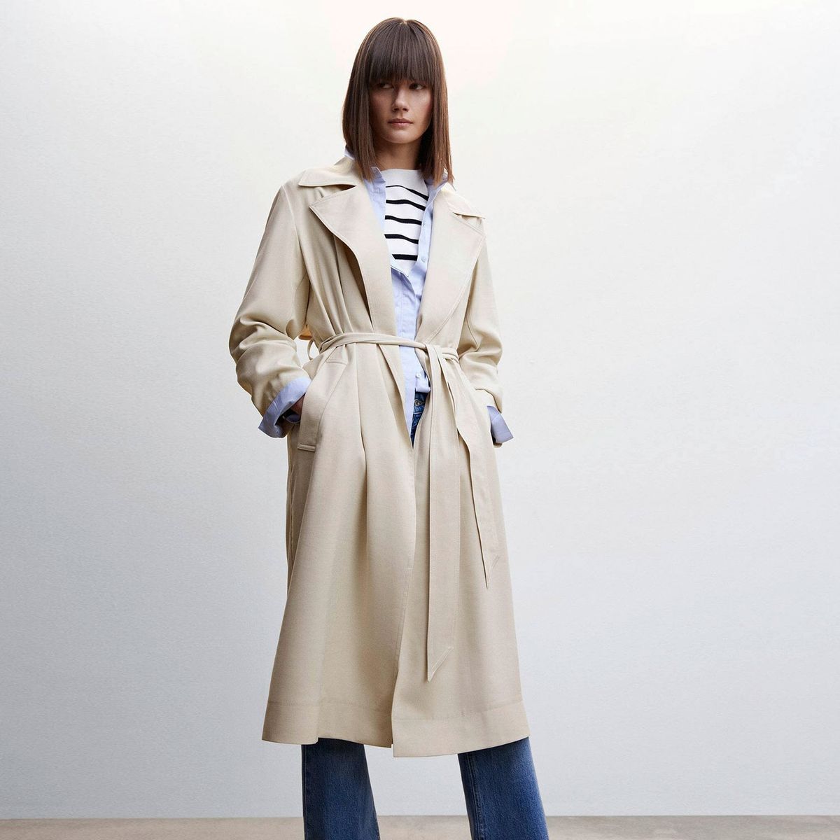 MANGO - Trench Fluido Solapas Mujer Mango