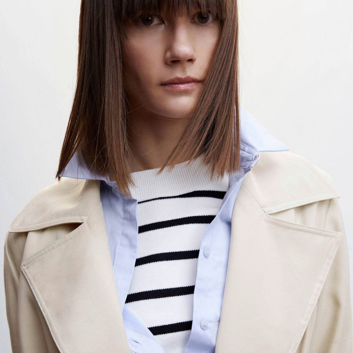 MANGO - Trench Fluido Solapas Mujer Mango