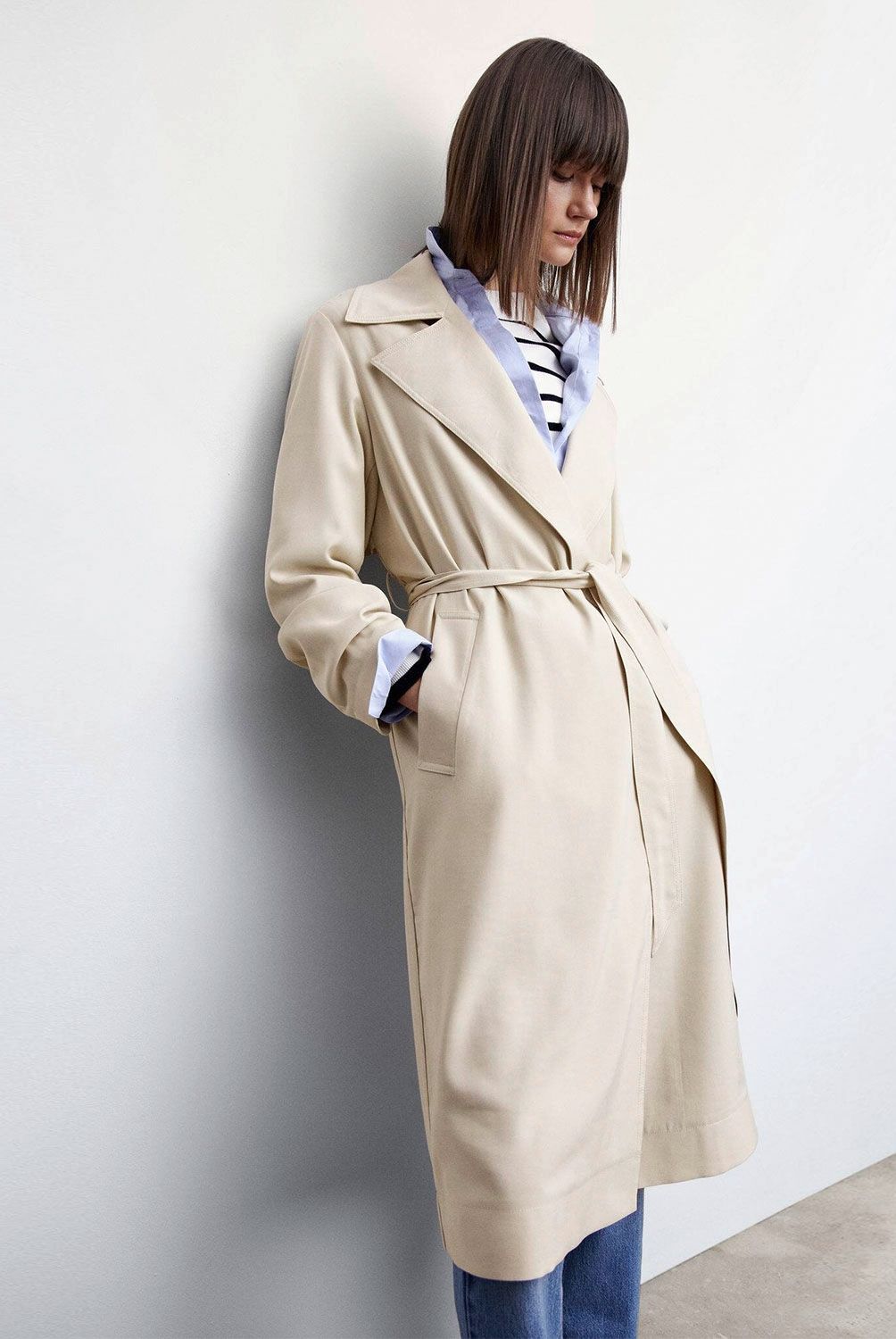 MANGO - Trench Fluido Solapas Mujer Mango