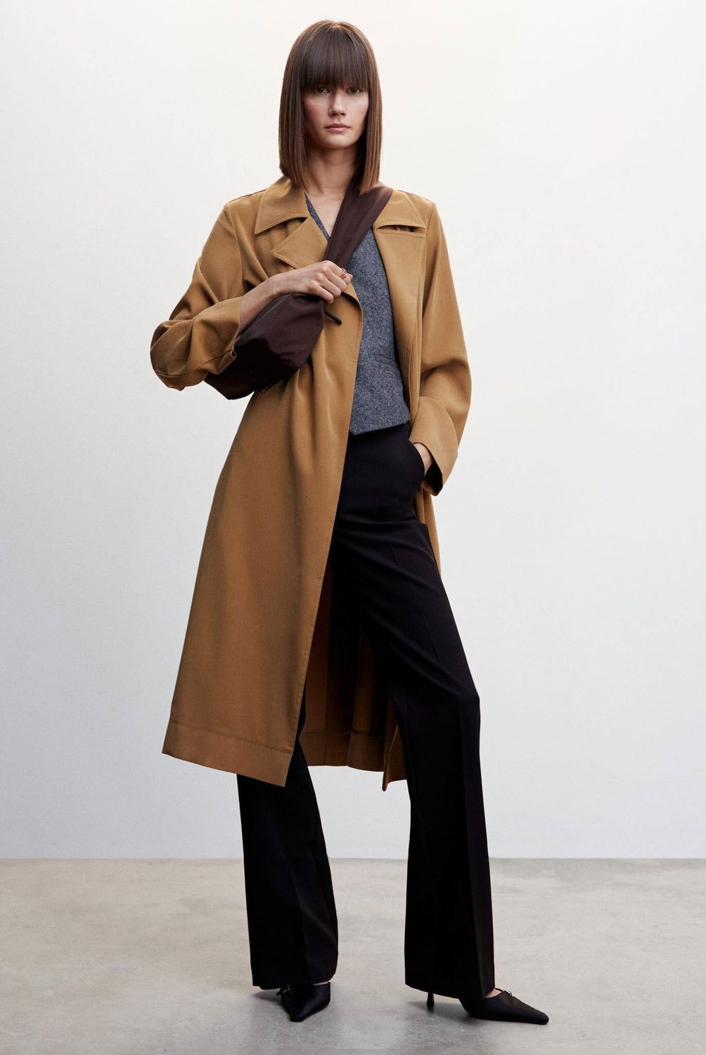 MANGO - Trench Fluido Solapas Mujer Mango