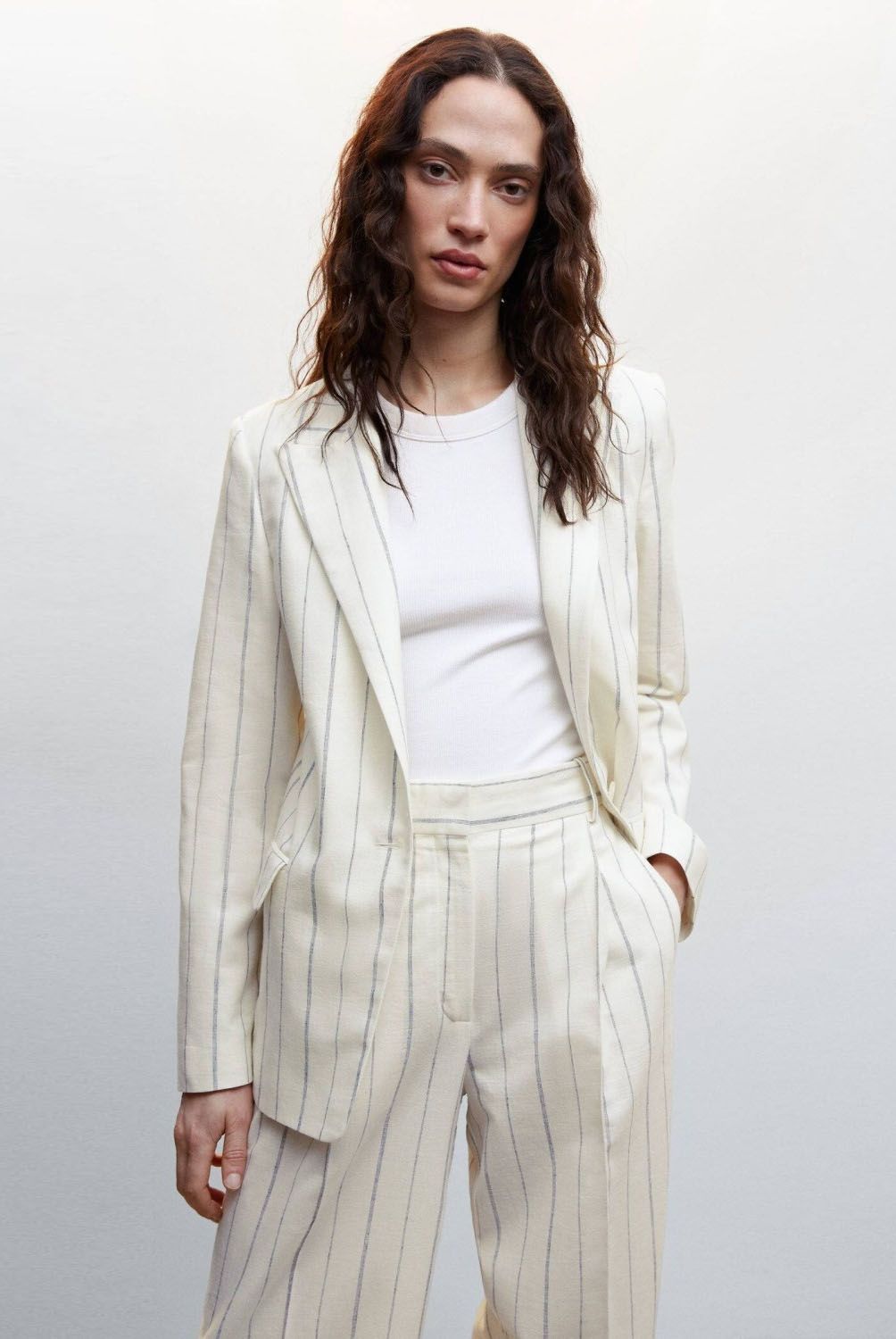 MANGO - Blazer Traje Rayas Mujer Mango