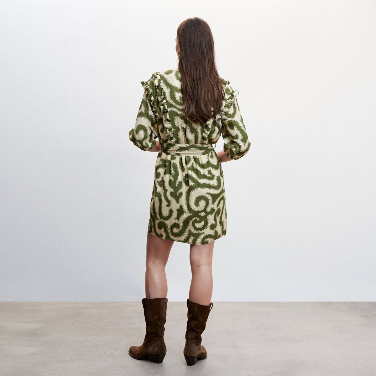 MANGO - Vestido Estampado Volantes Mujer Mango