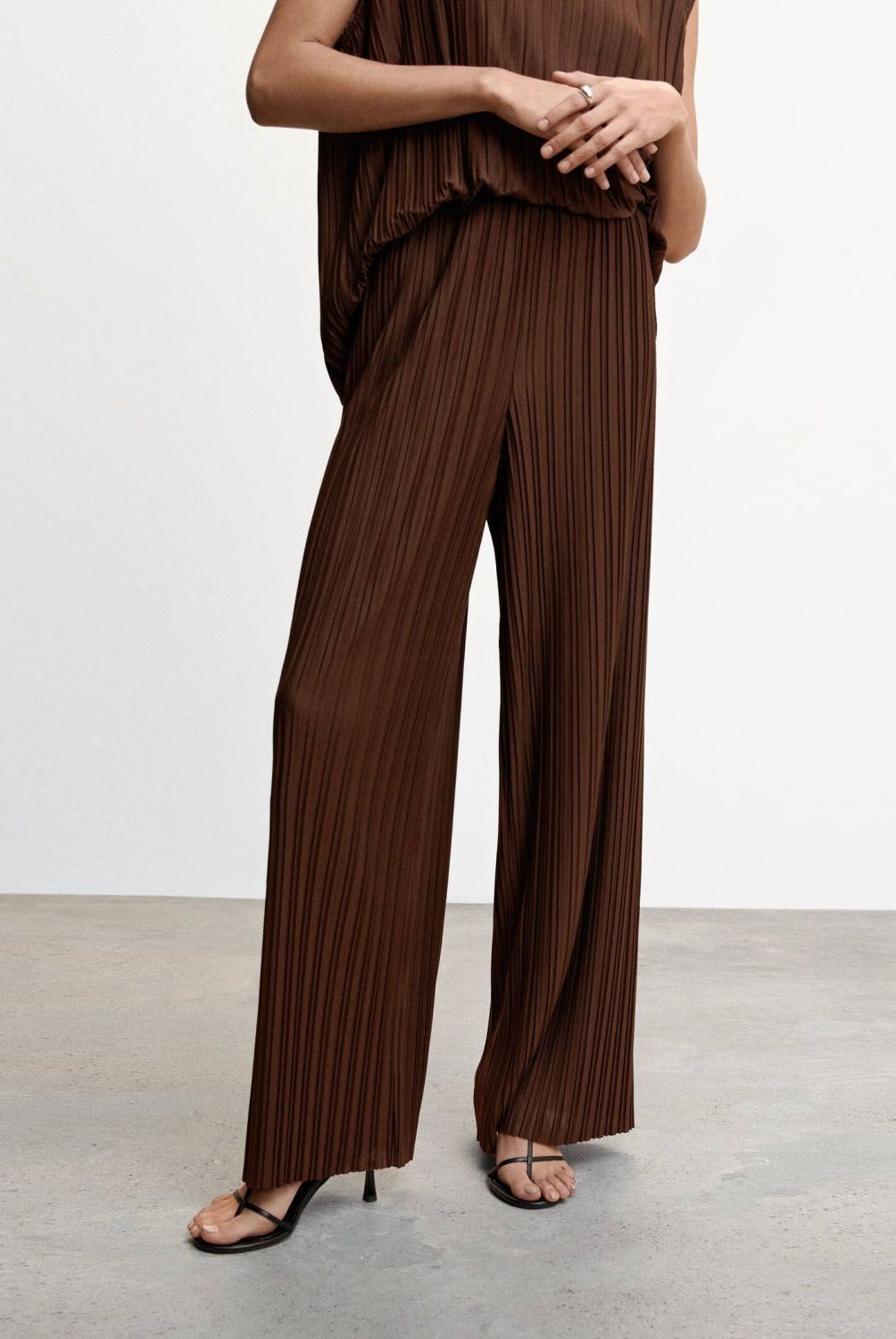 MANGO - Pantalón Palazzo Plisado Mujer Mango