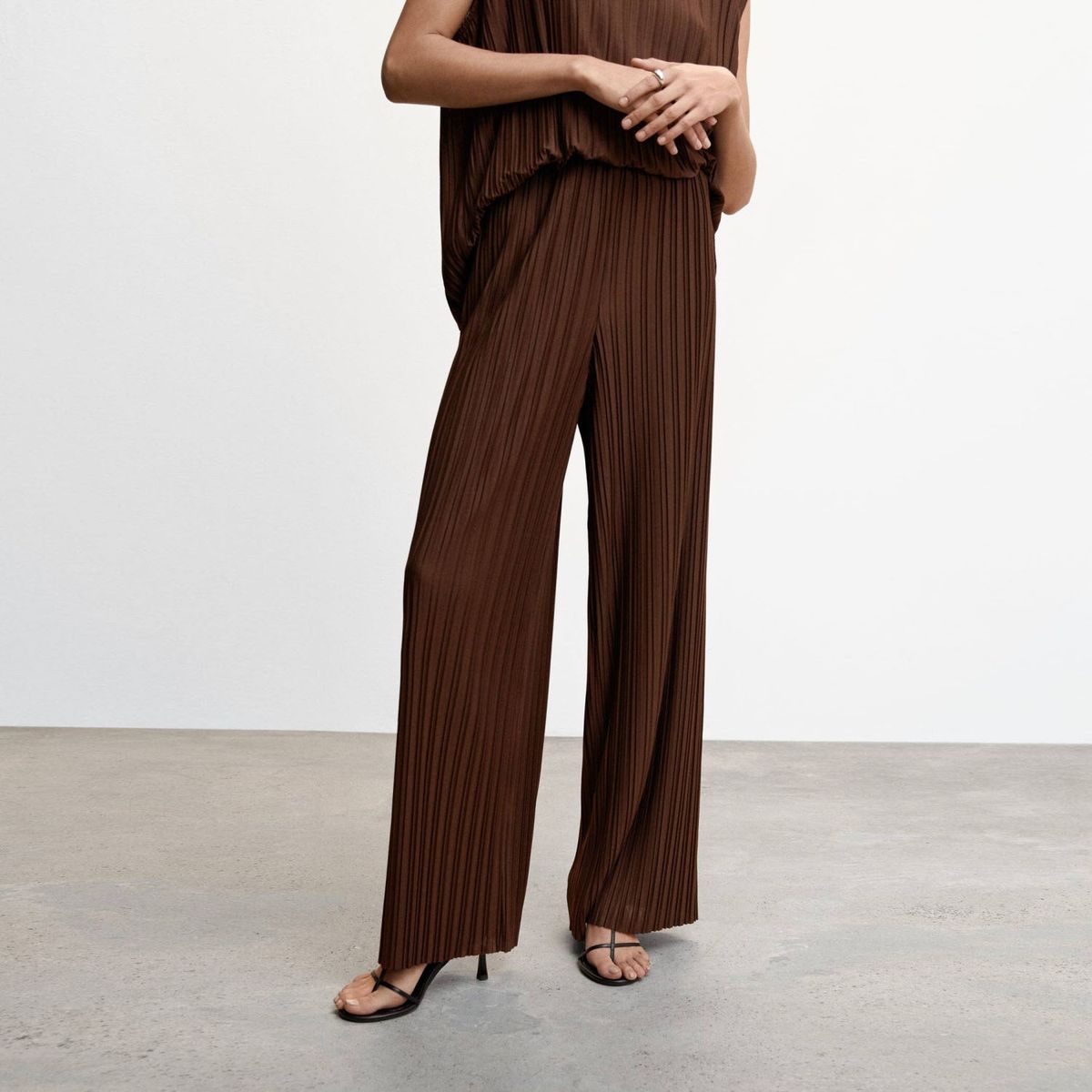 MANGO - Pantalón Palazzo Plisado Mujer Mango